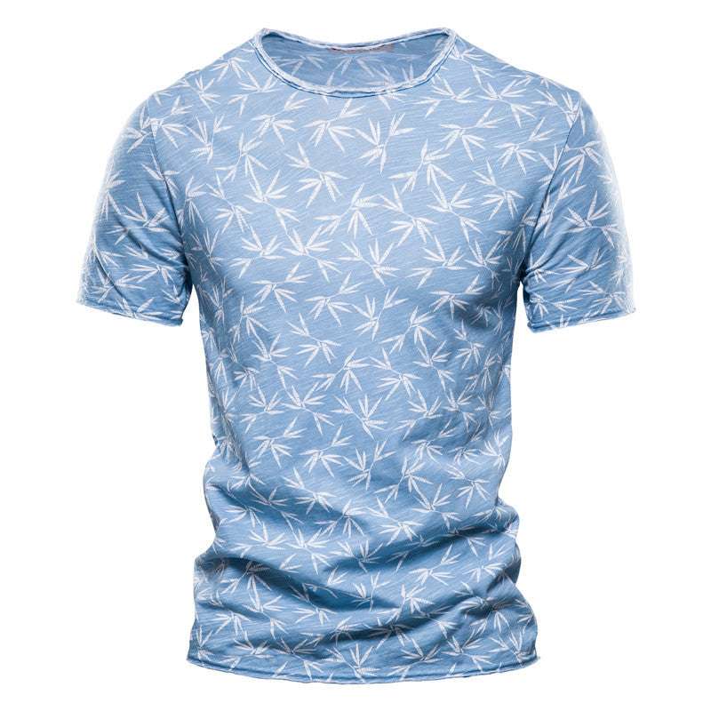 Casual Slim-Fit Stretch T-Shirt Men Short-Sleeved Printed T-Shirt Sports Men - globaltradeleader