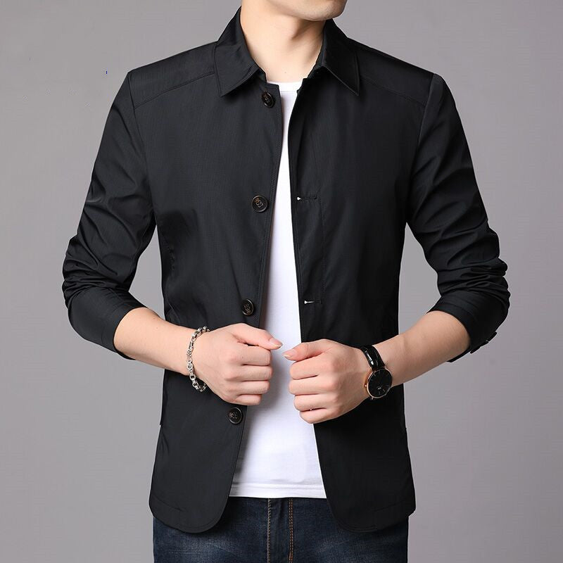 Coat Men's Jacket Solid Color Loose Lapel - globaltradeleader