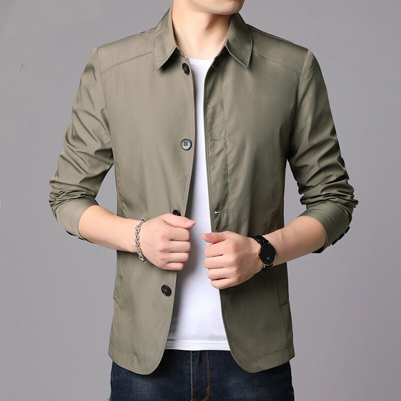 Coat Men's Jacket Solid Color Loose Lapel - globaltradeleader