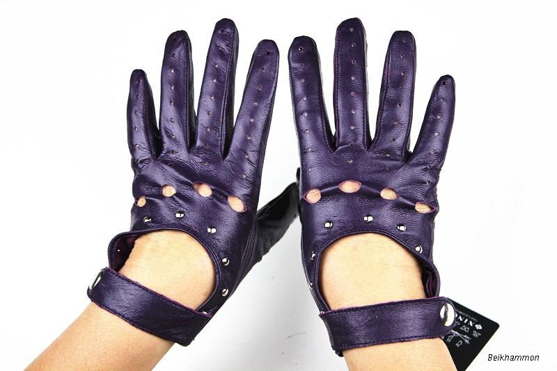 Leather Motorcycle Cycling Gloves Sheepskin With All Fingers