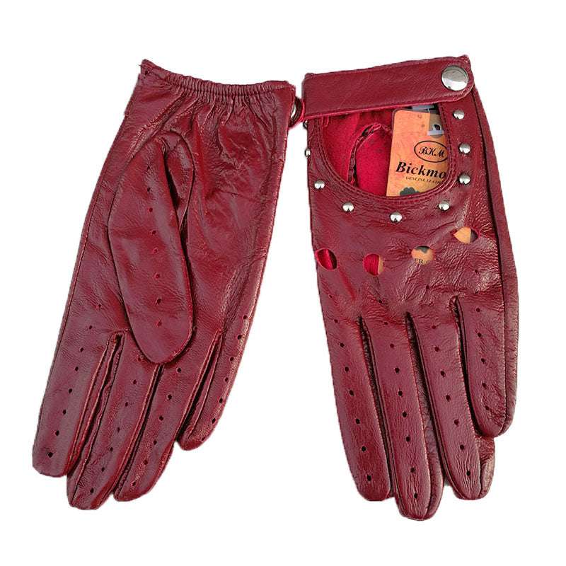 Leather Motorcycle Cycling Gloves Sheepskin With All Fingers