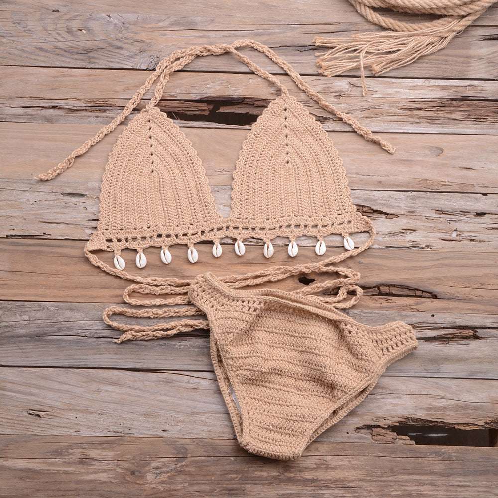Hollow Shell Top Hand-Woven Bikini Outdoor - globaltradeleader