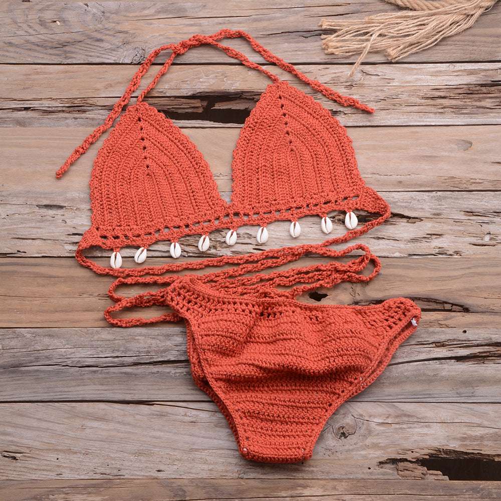 Hollow Shell Top Hand-Woven Bikini Outdoor - globaltradeleader