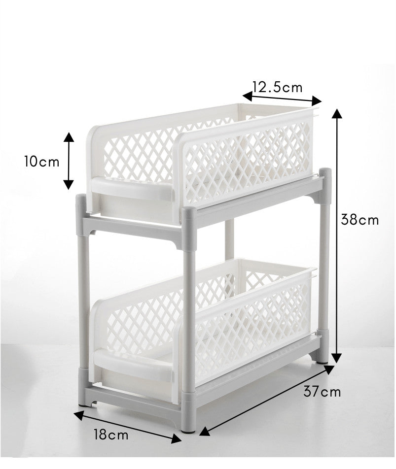 2 Tier Sliding Cabinet Basket Organizer Drawer Mesh Storage Organizer