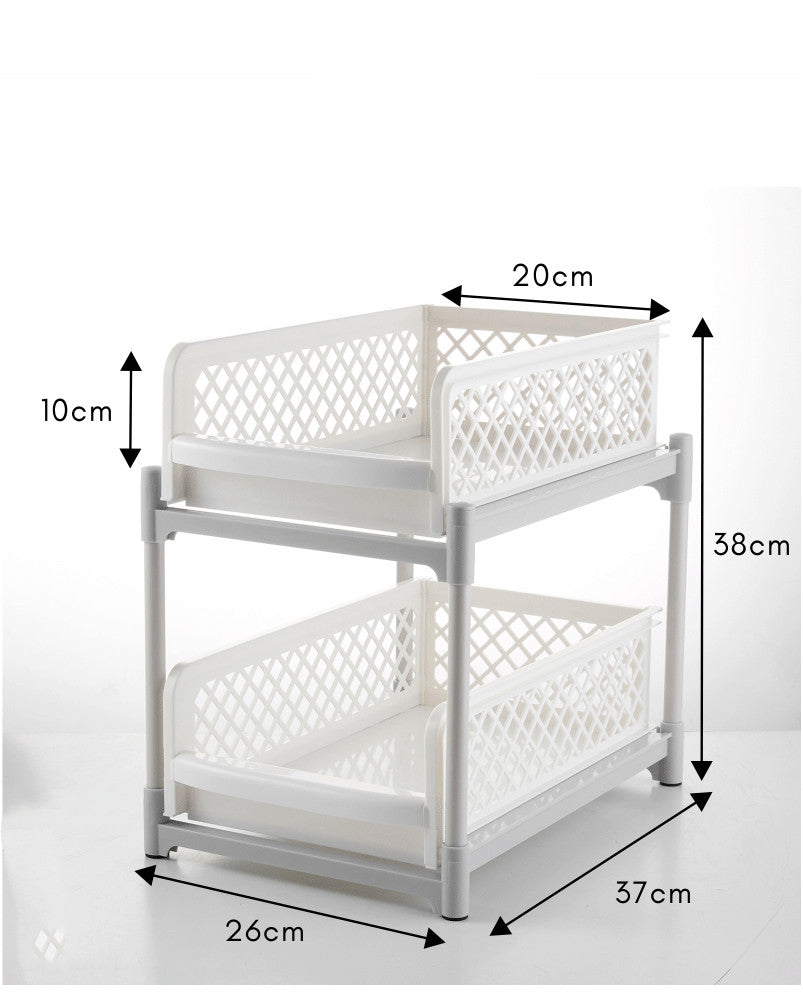 2 Tier Sliding Cabinet Basket Organizer Drawer Mesh Storage Organizer