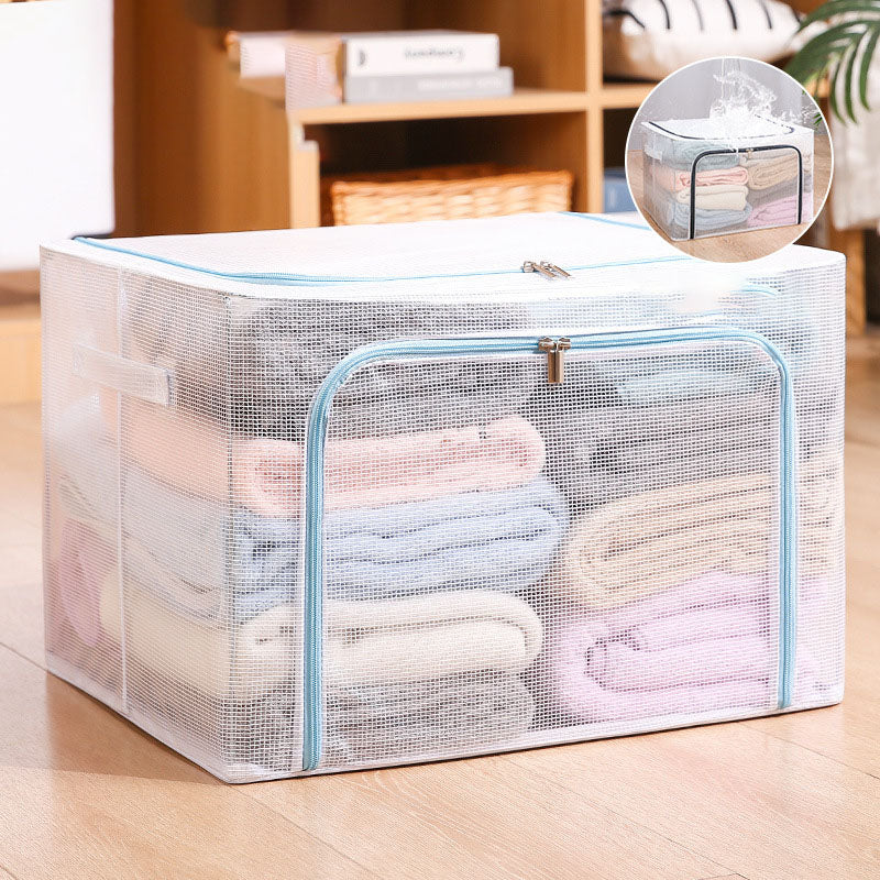 Nylon Mesh Storage Box Steel Frame Breathable Clothes Folding Storage Box Large Quilt Moving Storage Box Waterproof