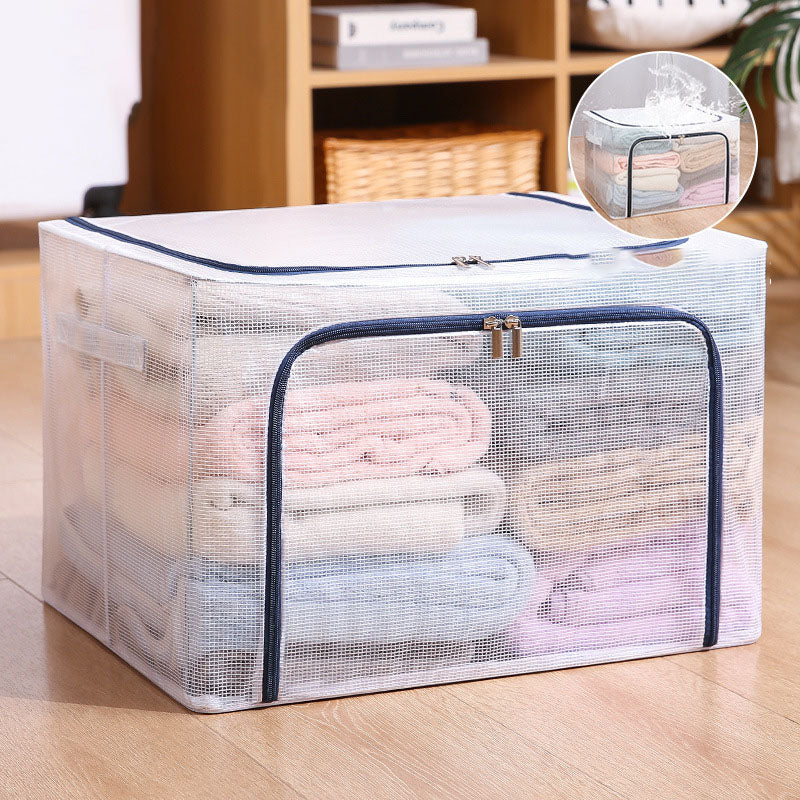 Nylon Mesh Storage Box Steel Frame Breathable Clothes Folding Storage Box Large Quilt Moving Storage Box Waterproof