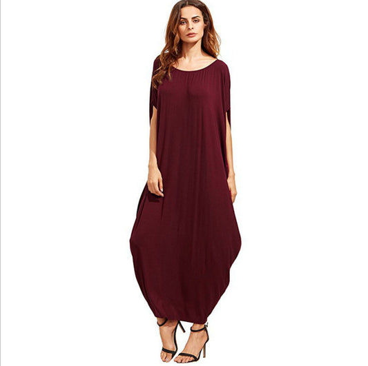 Loose Dress Cross-border Aliexpress Amazon Wish Explosion Solid Color Pleated Long Skirt - globaltradeleader