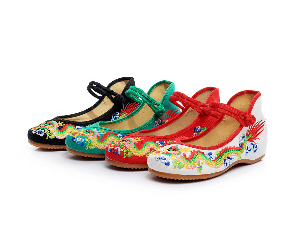 Low-heel Canvas Embroidered Shoes