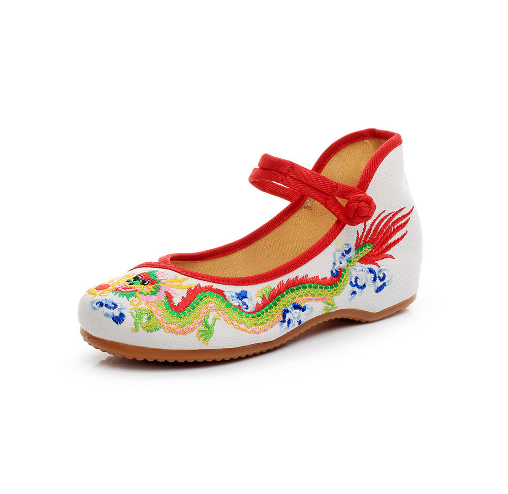 Low-heel Canvas Embroidered Shoes