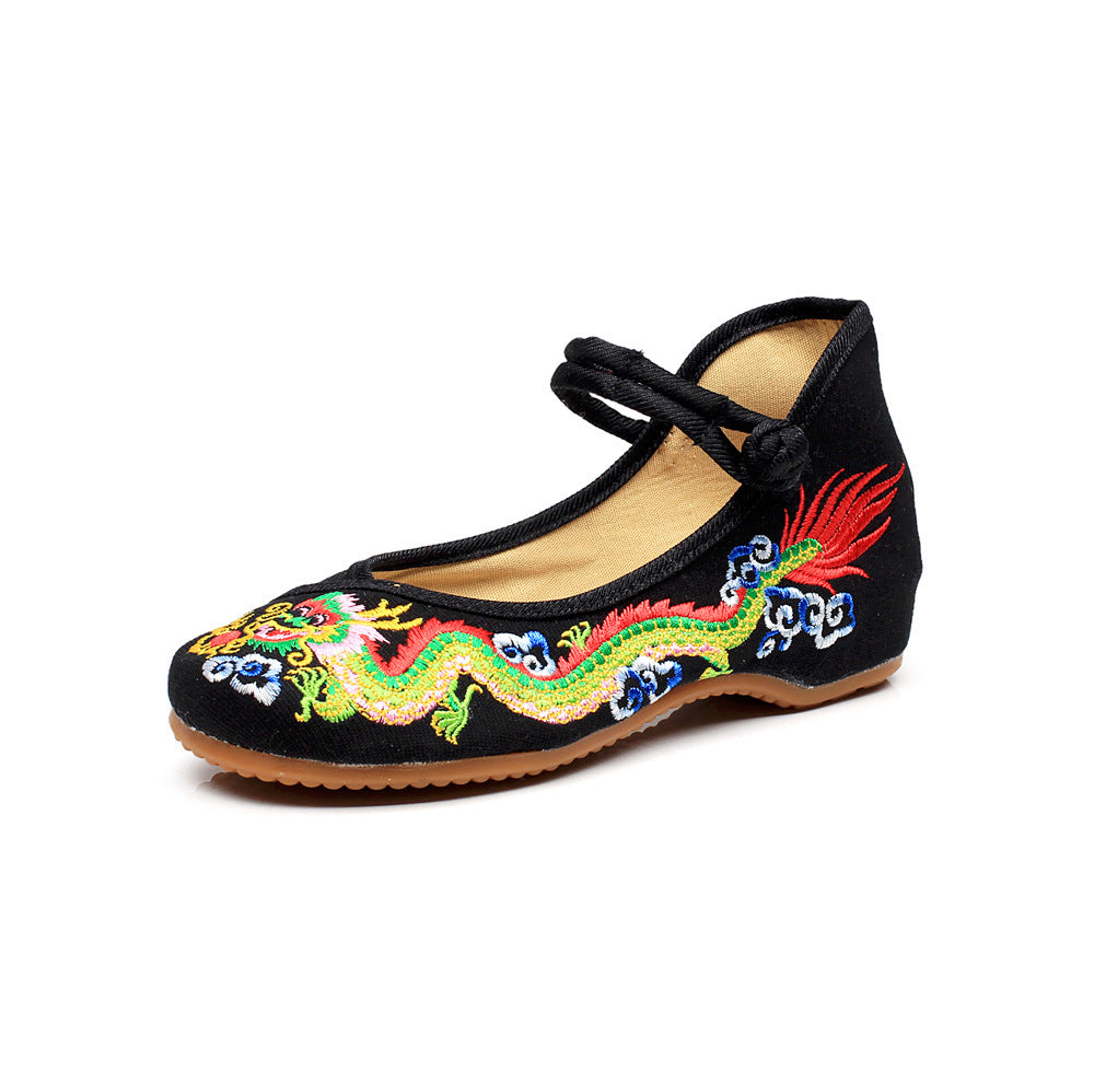 Low-heel Canvas Embroidered Shoes