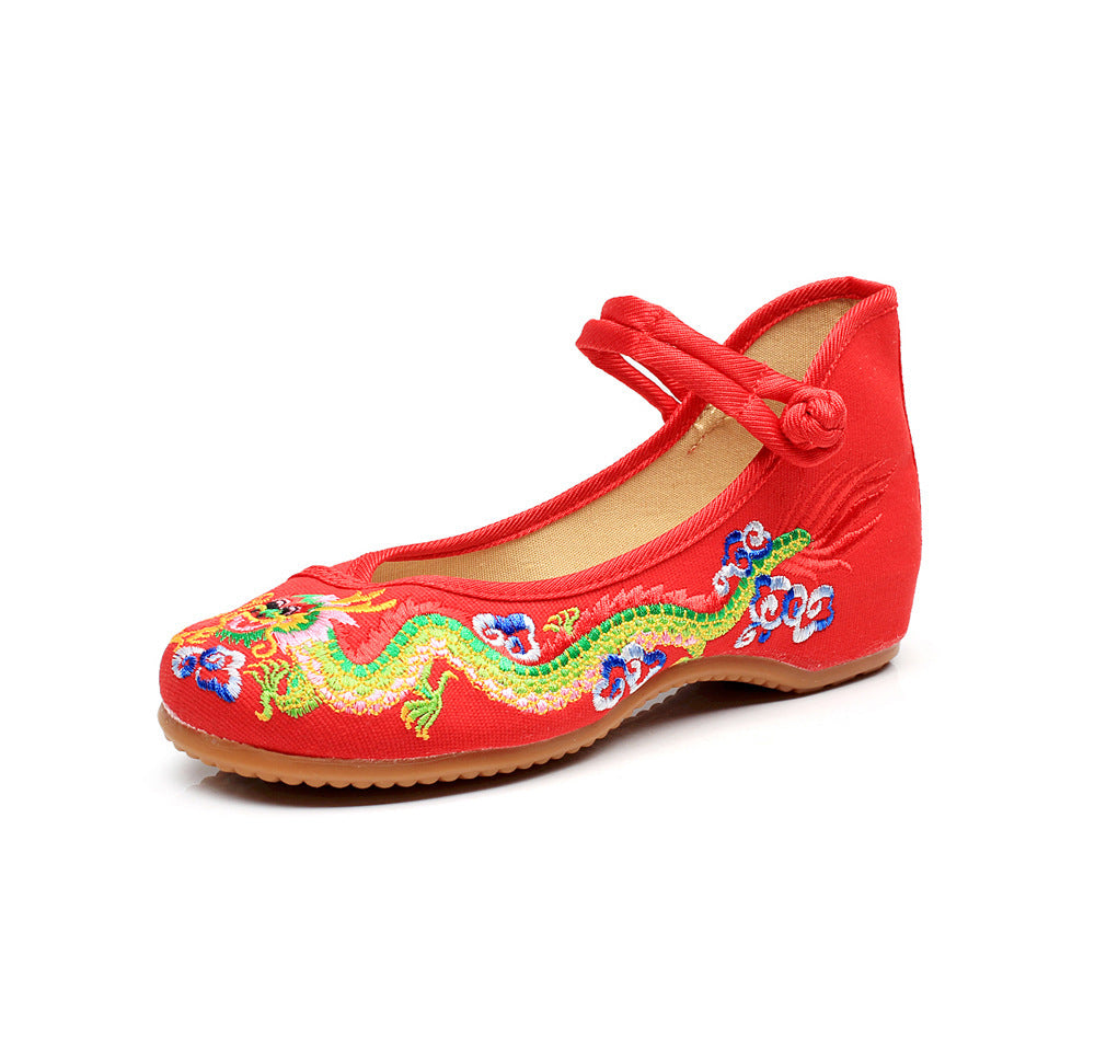 Low-heel Canvas Embroidered Shoes