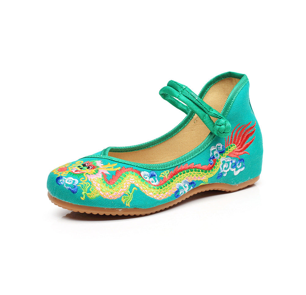 Low-heel Canvas Embroidered Shoes