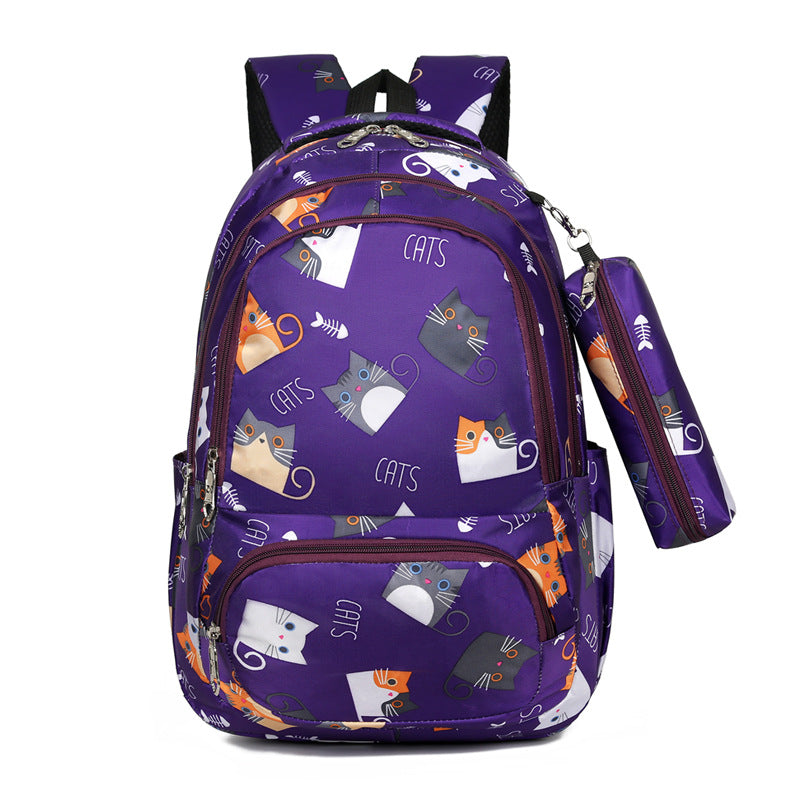 Backpack Girl Cartoon Cute Cat Print Elementary School Bag Kindergarten