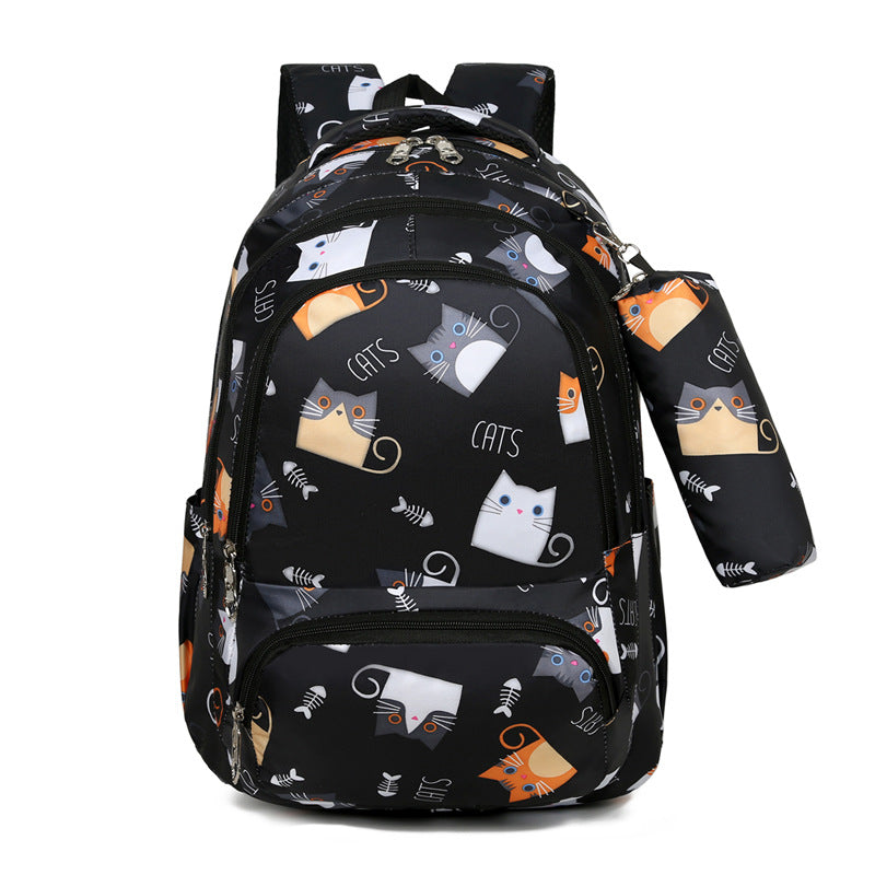 Backpack Girl Cartoon Cute Cat Print Elementary School Bag Kindergarten