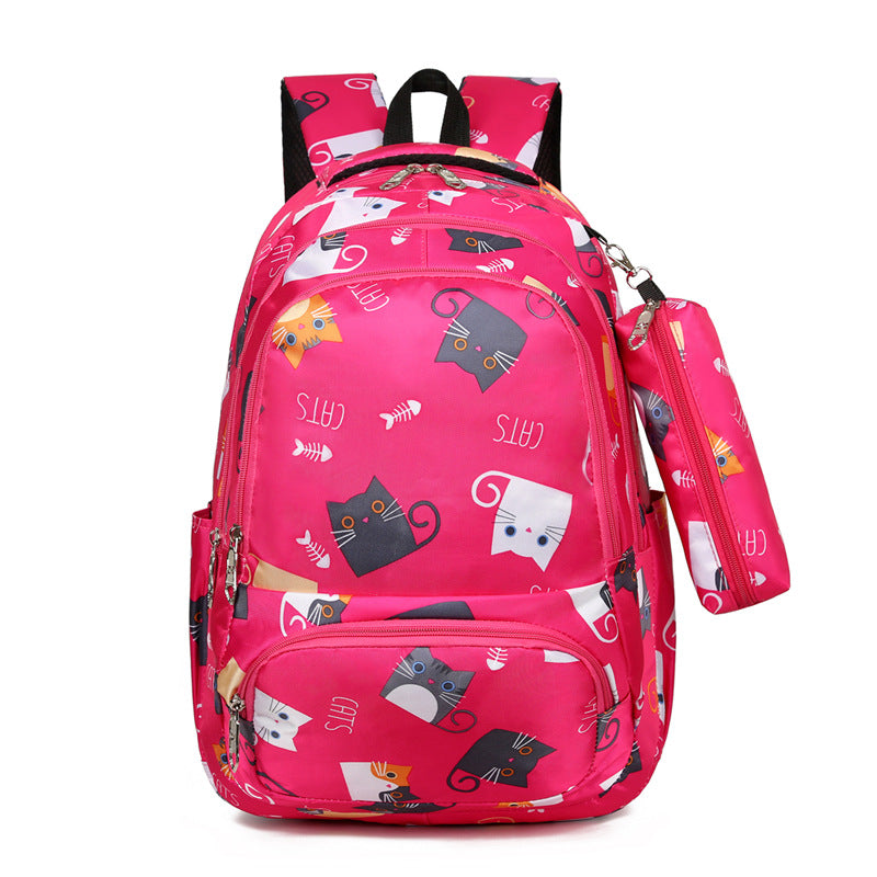 Backpack Girl Cartoon Cute Cat Print Elementary School Bag Kindergarten