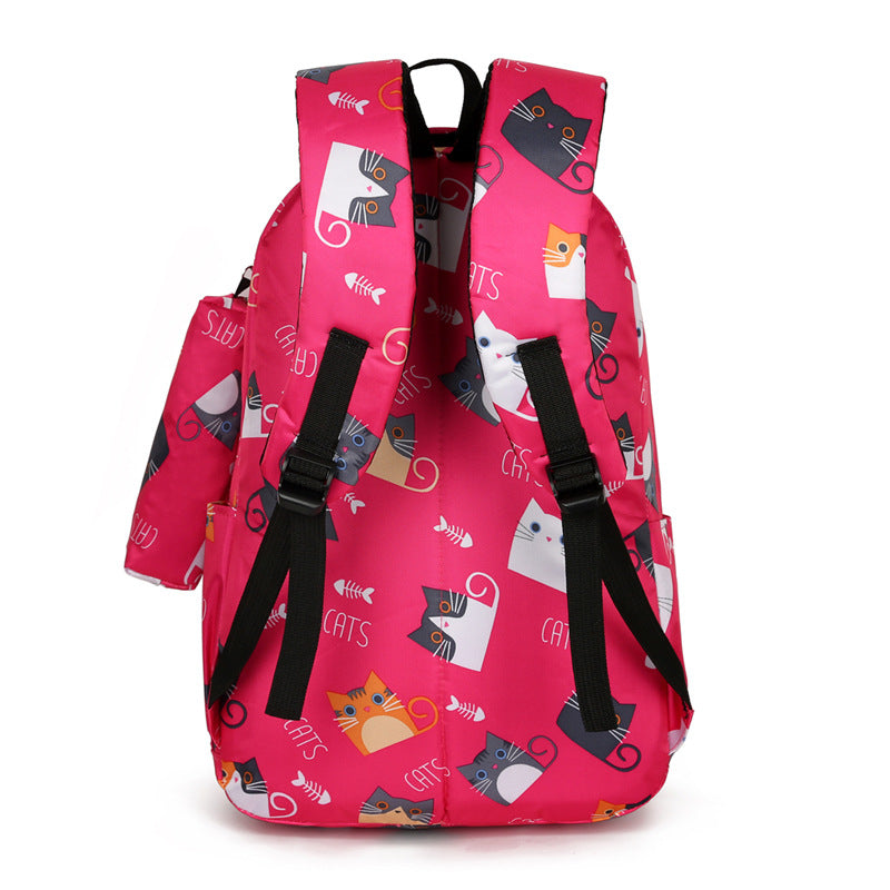 Backpack Girl Cartoon Cute Cat Print Elementary School Bag Kindergarten