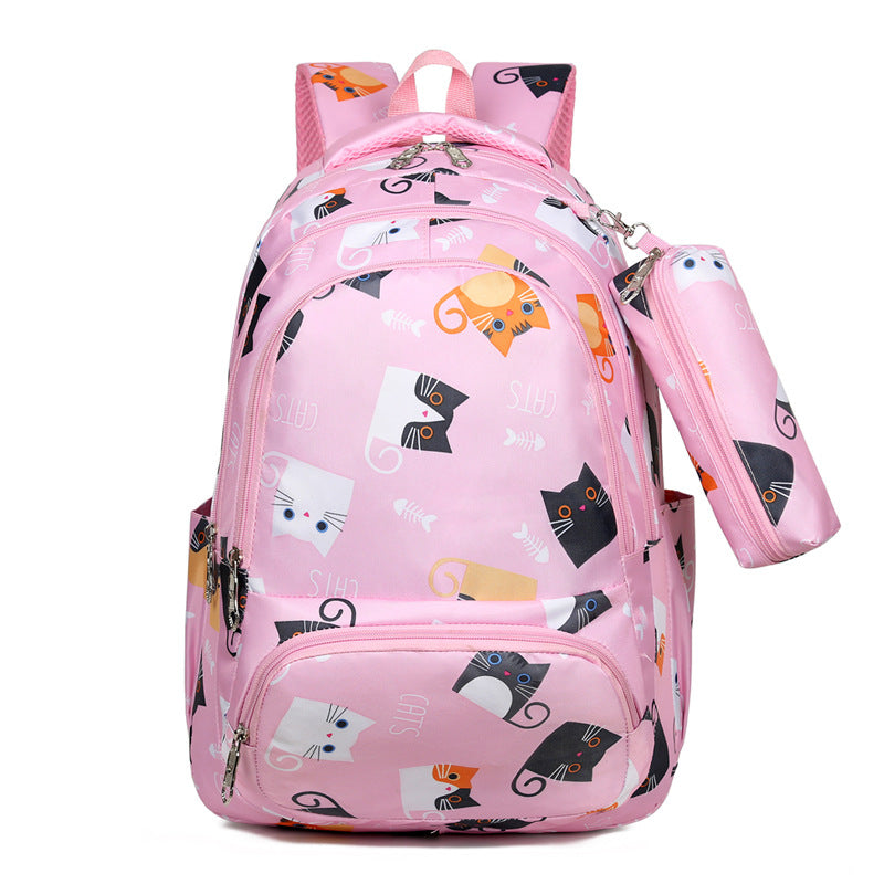 Backpack Girl Cartoon Cute Cat Print Elementary School Bag Kindergarten