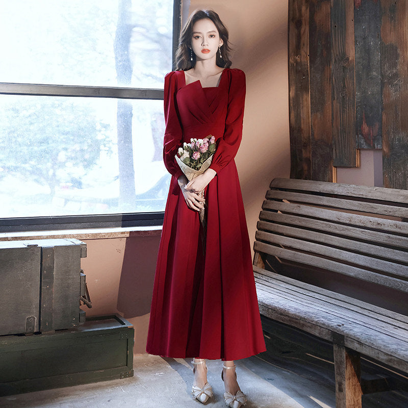 Burgundy Engagement Dress Can Usually Be Worn As A Wedding Dress - globaltradeleader