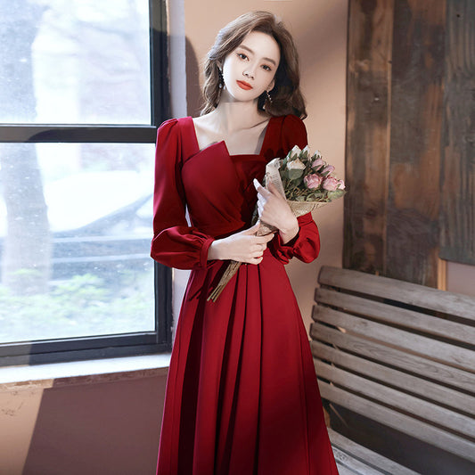 Burgundy Engagement Dress Can Usually Be Worn As A Wedding Dress - globaltradeleader