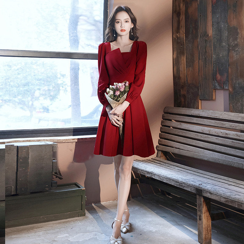 Burgundy Engagement Dress Can Usually Be Worn As A Wedding Dress - globaltradeleader