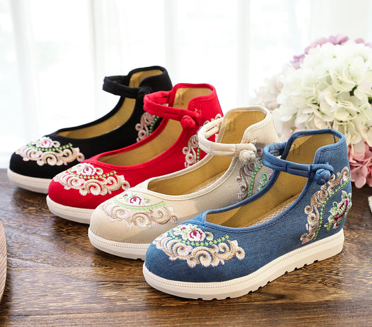 Inner High Heel Canvas Embroidered Women's Shoes