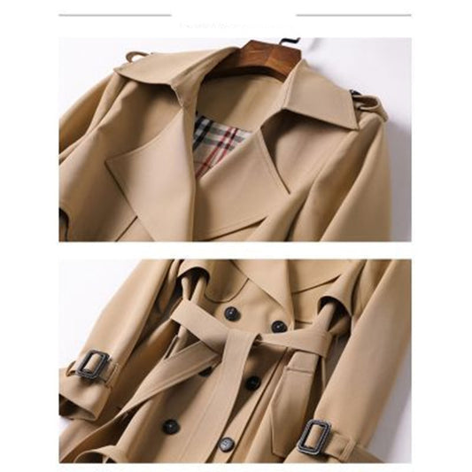 Double-breasted Mid-length Tie Trench Coat - globaltradeleader