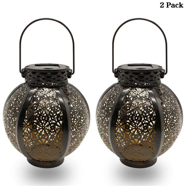 Cross-Border E-Commerce New Solar Wrought Iron Hanging Lamp Outdoor Garden Lamp Waterproof Villa Decoration Chandelier Landscape Lantern