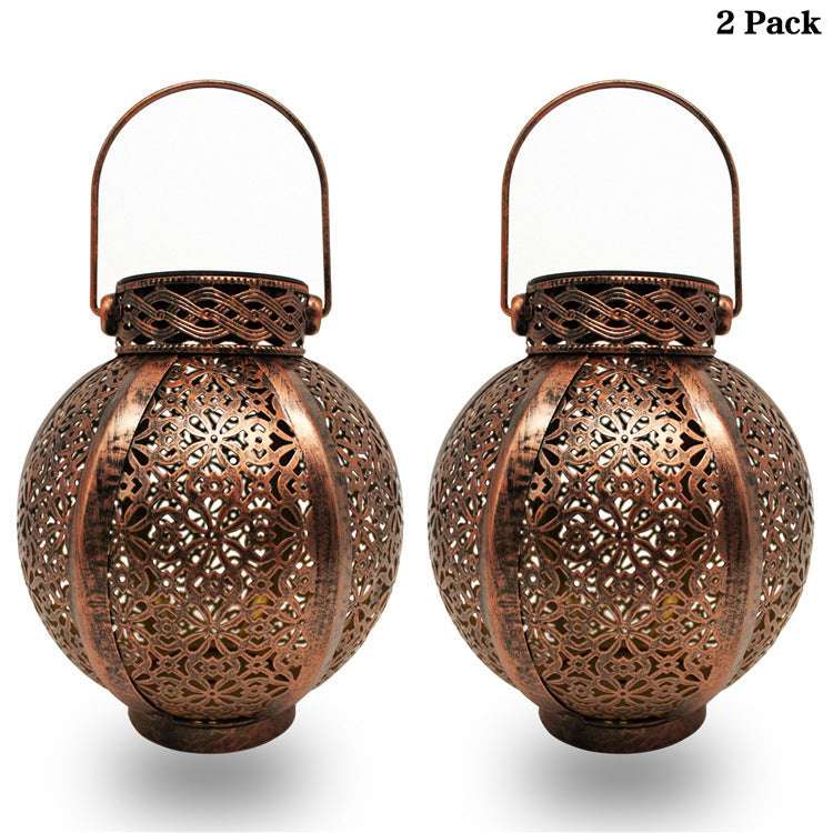 Cross-Border E-Commerce New Solar Wrought Iron Hanging Lamp Outdoor Garden Lamp Waterproof Villa Decoration Chandelier Landscape Lantern