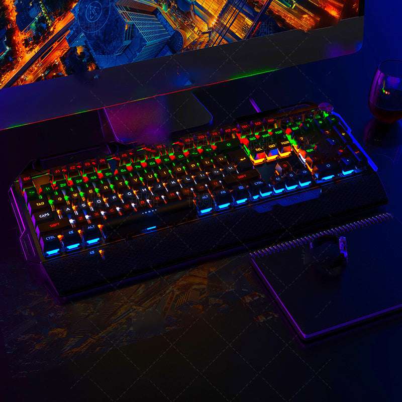 Silver Carving K100 Metal Real Mechanical Keyboard Luminous Game Black Axis Wired USB