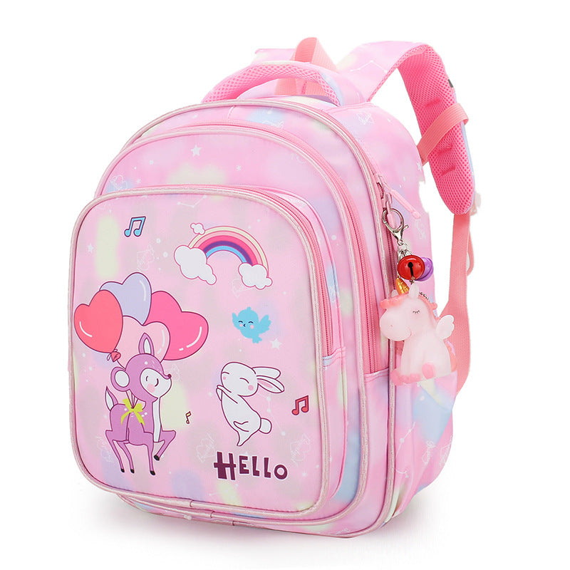 Rainbow Gradient Cartoon Tutoring Children Backpack Elementary School Schoolbag