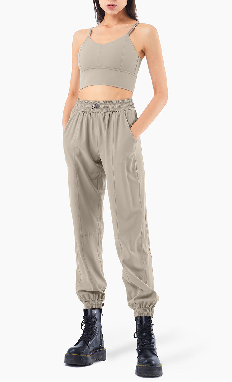 Peach Breech Loose Casual Bunched Quick Drying Sweatpants For Women - globaltradeleader