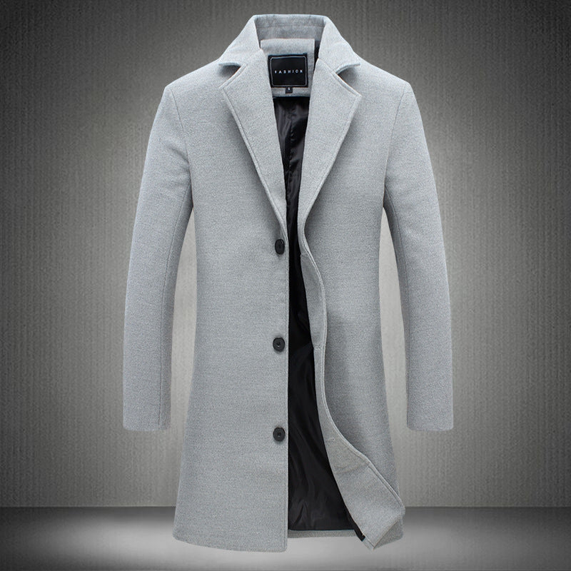 Autumn And Winter New Mens Solid Color Casual Business Woolen Coats - globaltradeleader