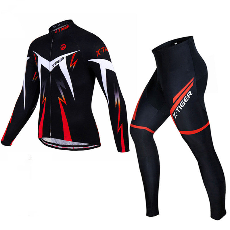 Men's Cycling Jersey Set with Long Sleeves Quick-Dry MTB Road Bike Motorcycle Clothing Set Breathable Cycling Jersey Suit