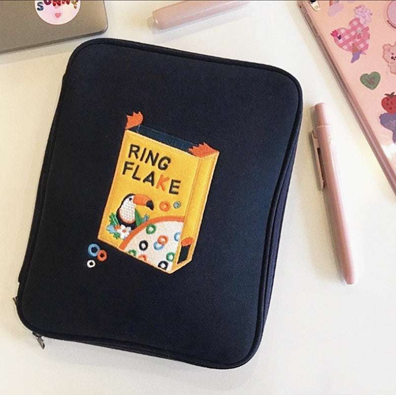 Compatible with Apple, Korean Embroidery Toast ipad Tablet Notebook Computer Liner Bag 11 inch 13 inch Handheld Digital Storage Bag