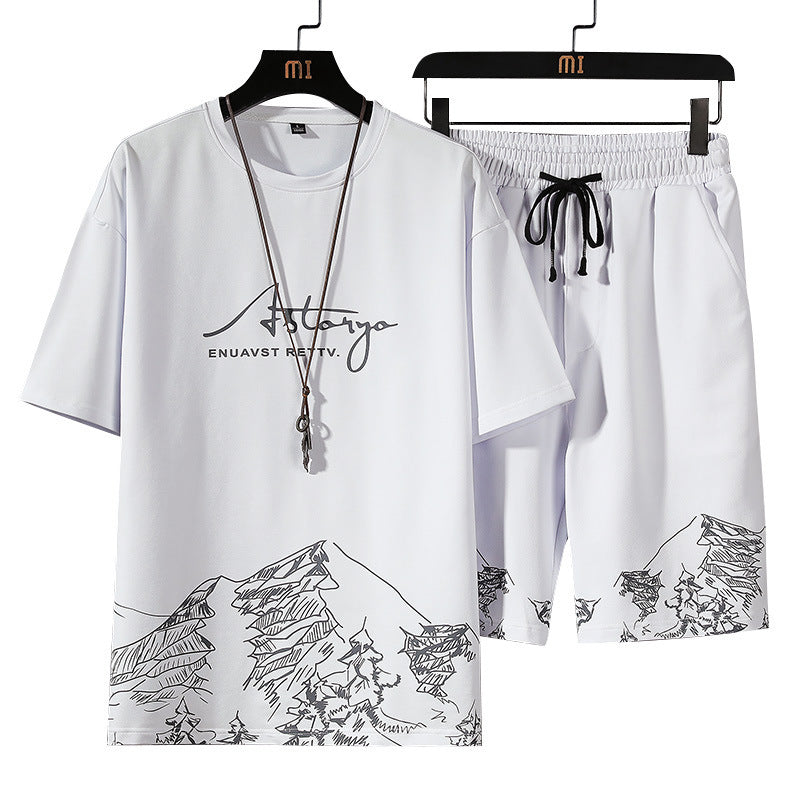 Set of Men's Fashion Brand Loose Short Sleeve Shorts - globaltradeleader