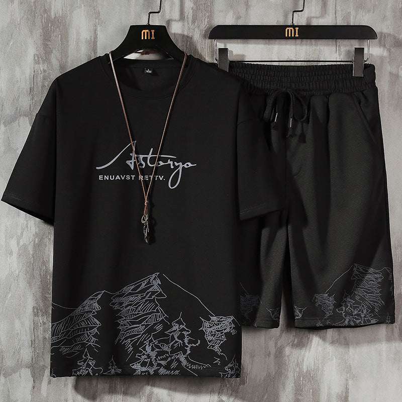 Set of Men's Fashion Brand Loose Short Sleeve Shorts - globaltradeleader
