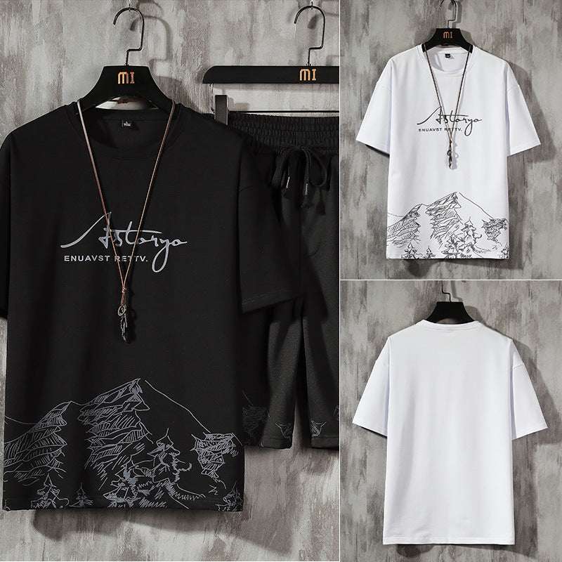 Set of Men's Fashion Brand Loose Short Sleeve Shorts - globaltradeleader