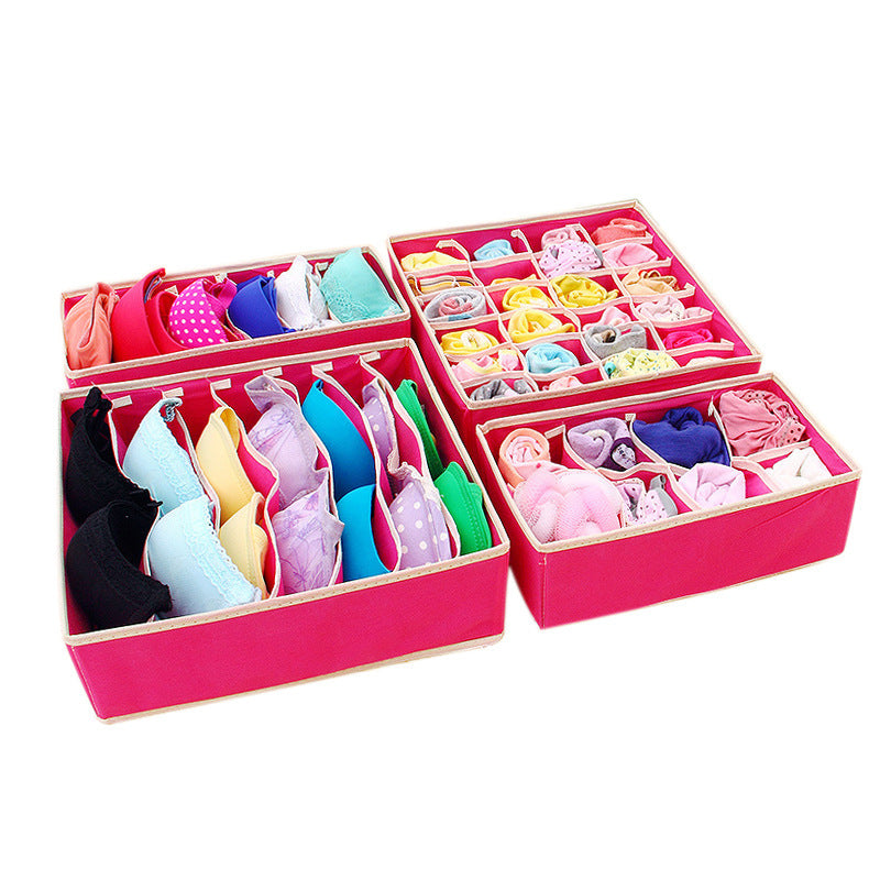 Underwear Storage Box Four-piece Set, Socks Storage Box, Fabric Bra Storage Storage Box