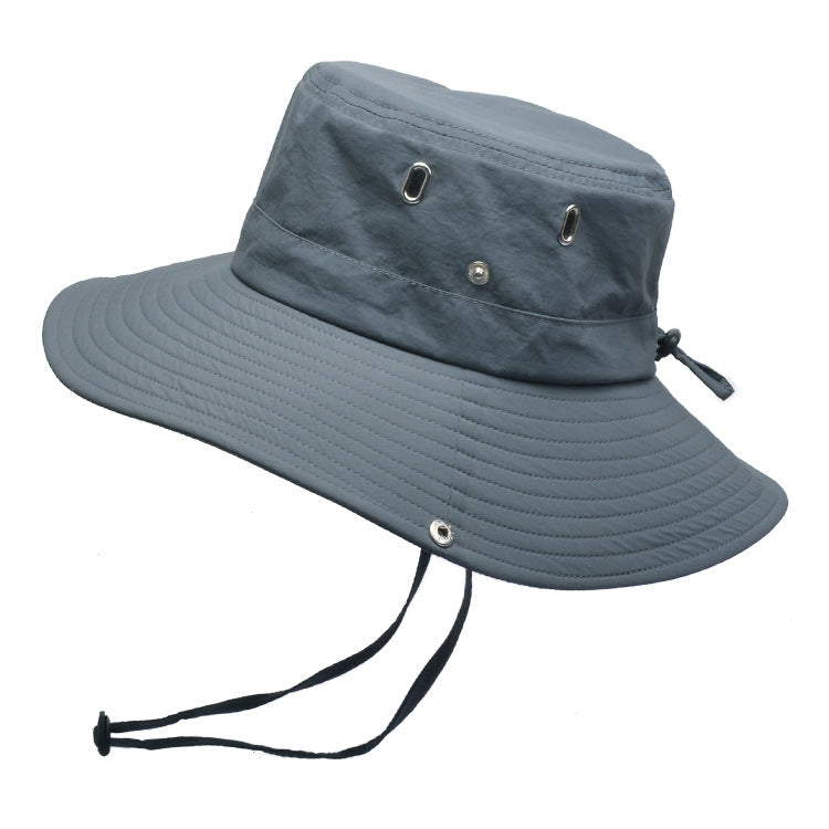 Summer Men'S Breathable Sunshade Travel Outdoor Fishing Sunscreen Solid Color Big Brim Fisherman Hat - globaltradeleader