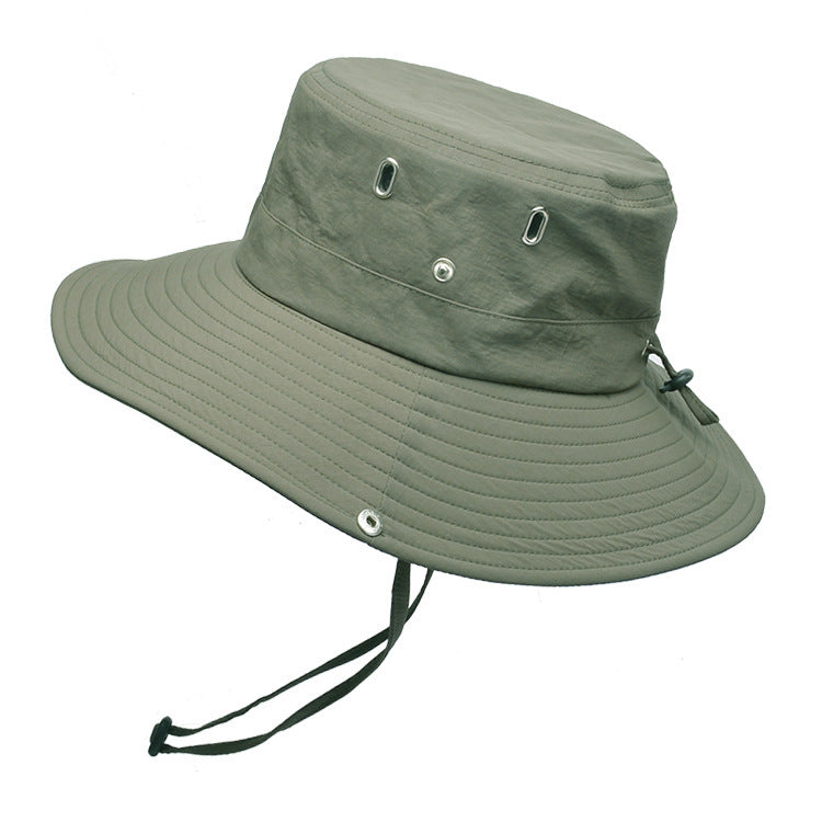 Summer Men'S Breathable Sunshade Travel Outdoor Fishing Sunscreen Solid Color Big Brim Fisherman Hat - globaltradeleader