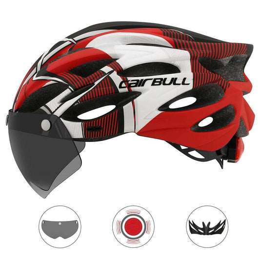 Cairbull Allroad Road Mountain Bike Riding Helmet With Lens And Brim Tail Light