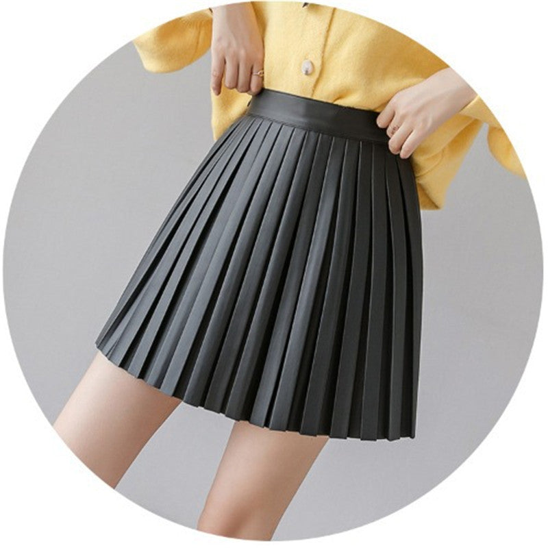 High Waist Small Leather Skirt A-line Skirt Women's Anti-empty - globaltradeleader