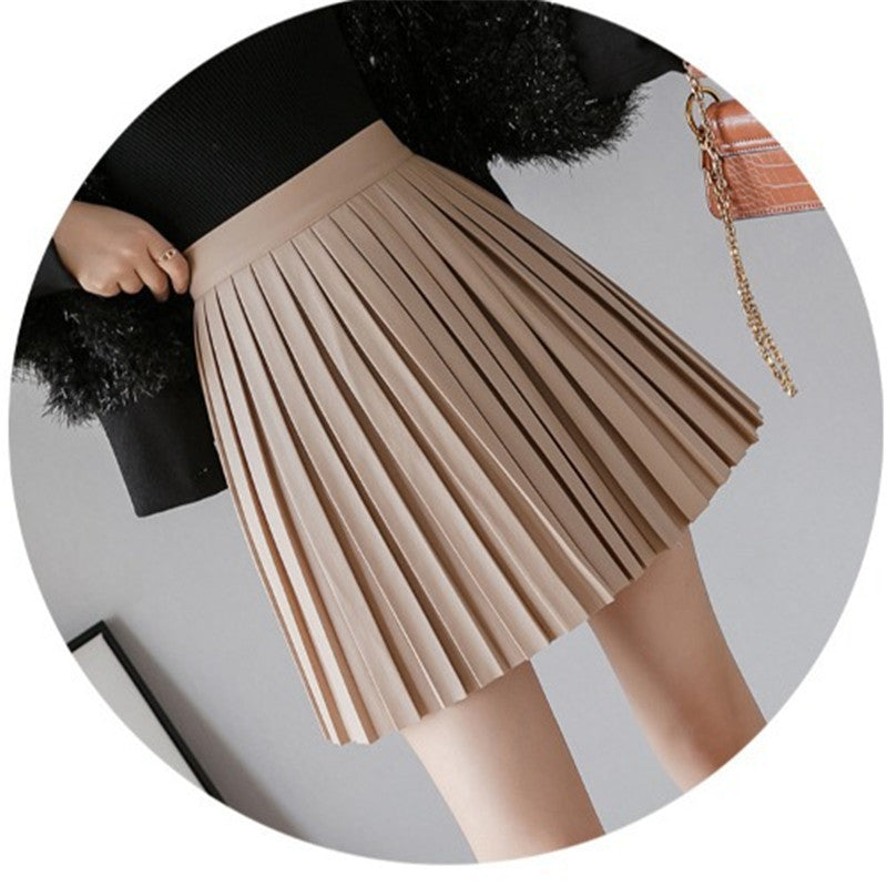 High Waist Small Leather Skirt A-line Skirt Women's Anti-empty - globaltradeleader