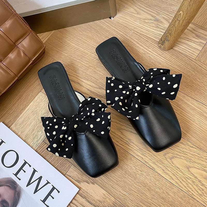 Gentle Wind Thick Heel Baotou Sandals And Slippers Women Spring And Summer Net Infrared Wear Half Slippers All-Match Female Shoes - globaltradeleader