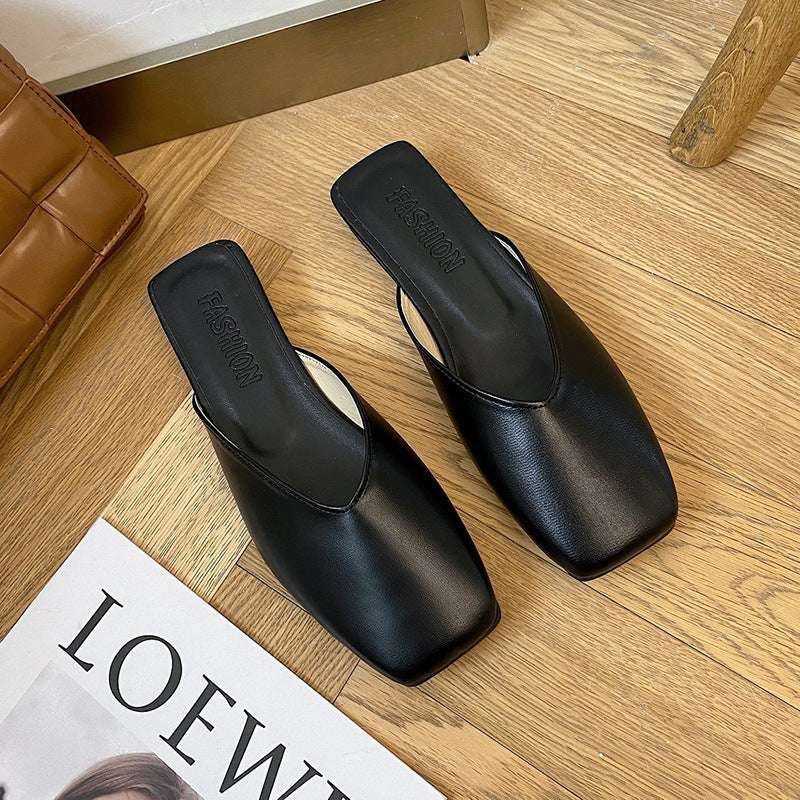 Gentle Wind Thick Heel Baotou Sandals And Slippers Women Spring And Summer Net Infrared Wear Half Slippers All-Match Female Shoes - globaltradeleader