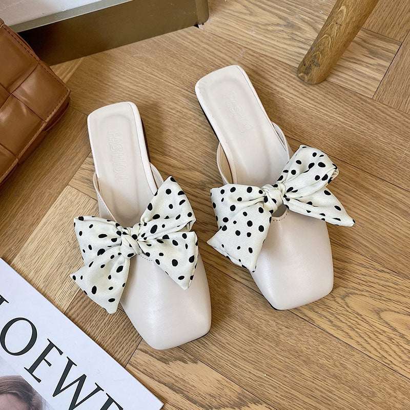 Gentle Wind Thick Heel Baotou Sandals And Slippers Women Spring And Summer Net Infrared Wear Half Slippers All-Match Female Shoes - globaltradeleader