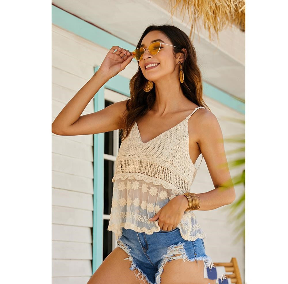 National Wind New Spring And Summer Beach Blouse Hollow Out - globaltradeleader