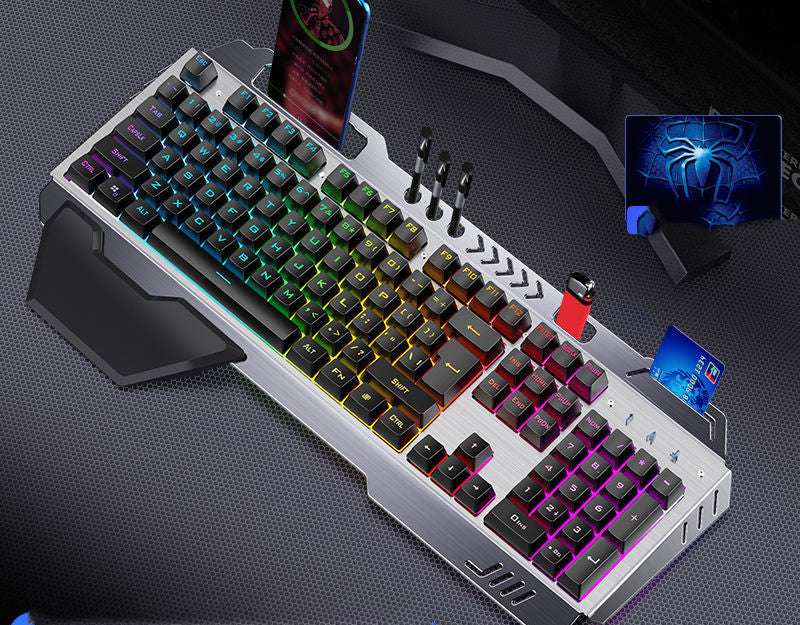 Mechanical Hand Keyboard, Mouse And Earphone Three Piece Suit Wired Computer Notebook Chicken Eating Game