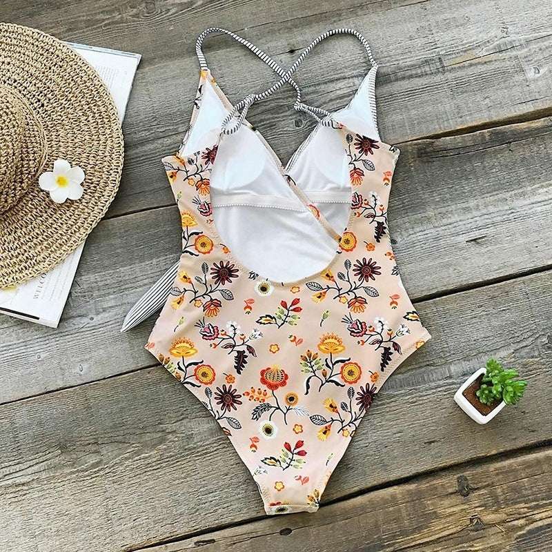 Maternity Print Striped Sling One Piece Swimwear - globaltradeleader
